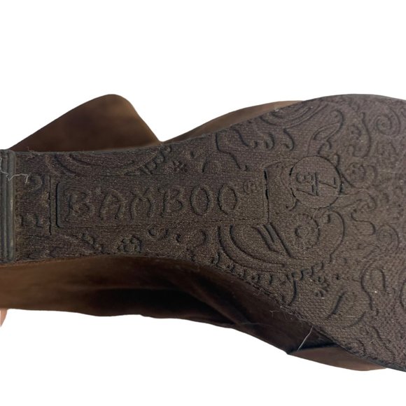 Bamboo Caesar Brown Suede Zip Up Wedge Booties Size 7 - Picture 2 of 9